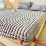 housse matelas polyster coton rayures horizontales rose beige confortable anti bactéries résistante eau