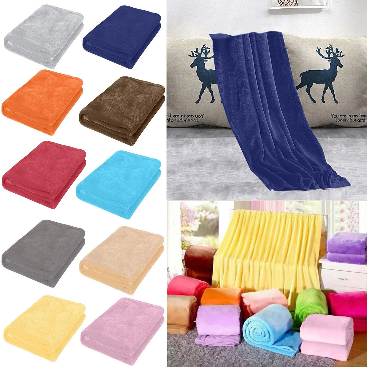 couverture microfibre douce confortable hiver printemps solide polycolores unies voyage