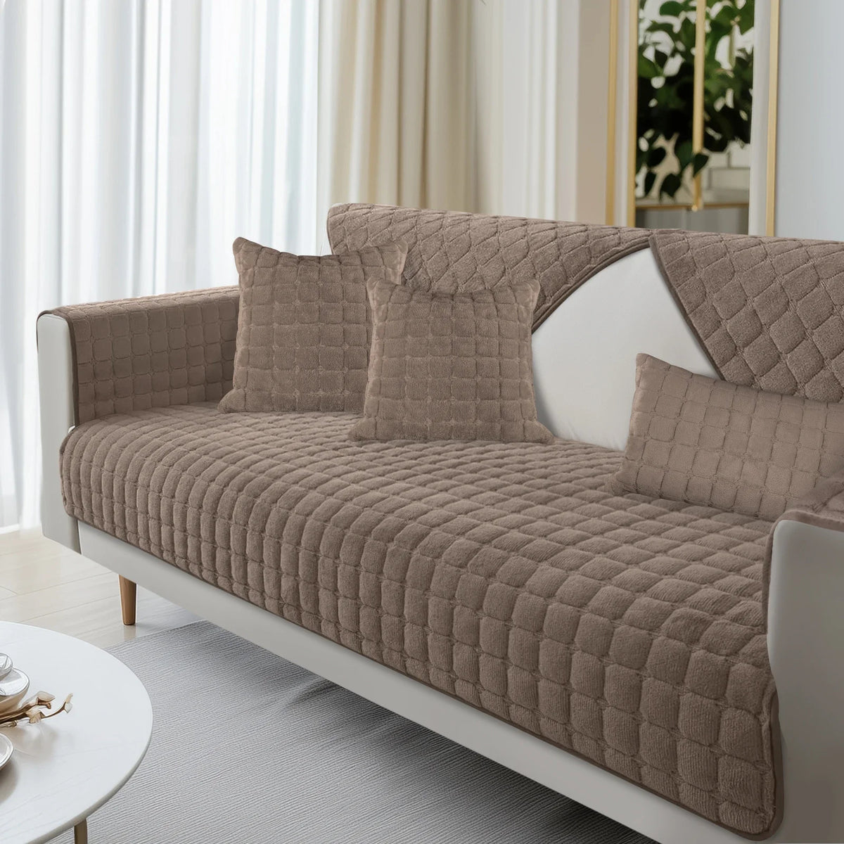 housse canapé gris matelassé velours peluche canapé angle fauteuil salon