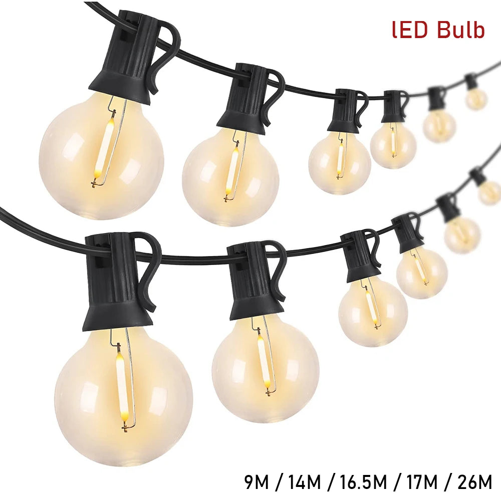guirlande lumineuse feé vintage blanc noir 50 led transparentes base noire clips modernesextérieur