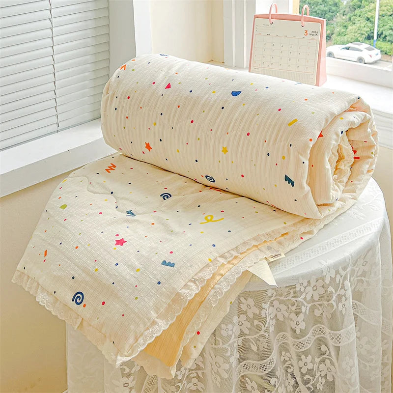 couette d'été imprimée floral vintage polyestère douce maison laver machine