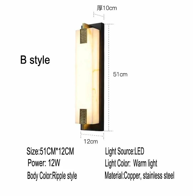 lampe murale moderne blanc doré marbre veines jaunes acier inoxydable éclairage maison 51cm 12cm