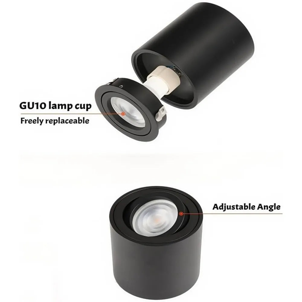 Spot LED moderne surface mount noir blanc GU10 mat opacitéversiblefluxlumineux