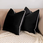 housse coussin carrée teint uni blanc noir zip doublure blanche classique deco canape tente
