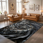 tapis moderne polypropylène polyester abstrait bleu noir blanc durable résistant extérieur prière