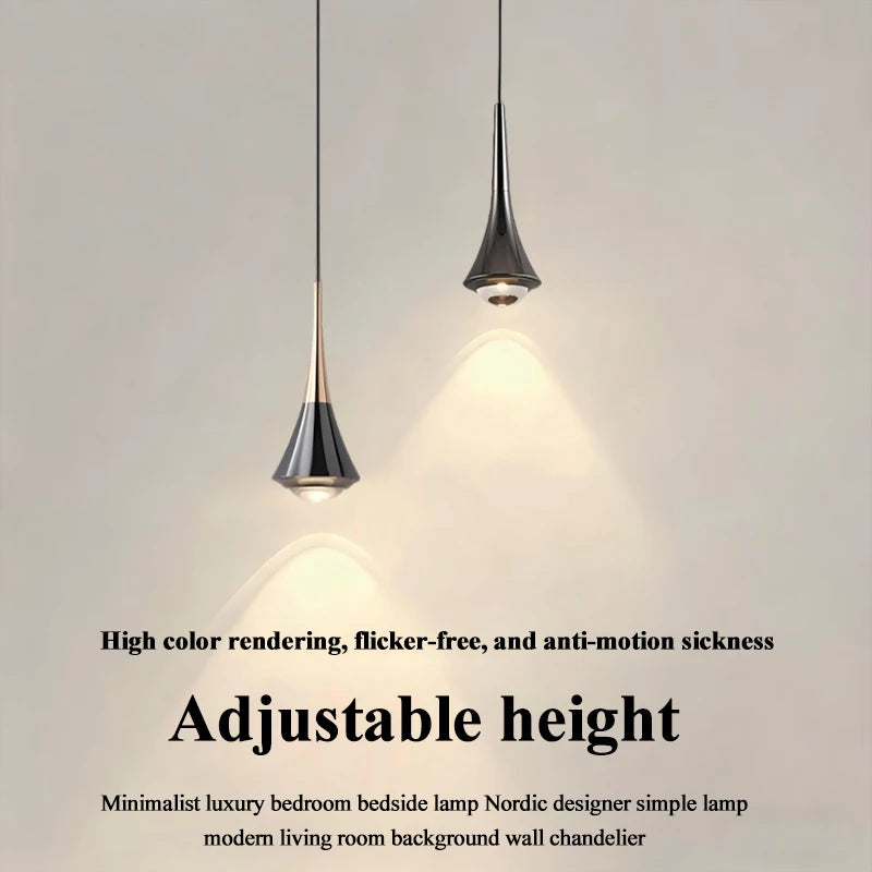 pendentif led noir moderne suspension chambre salon lumière ajustable haute