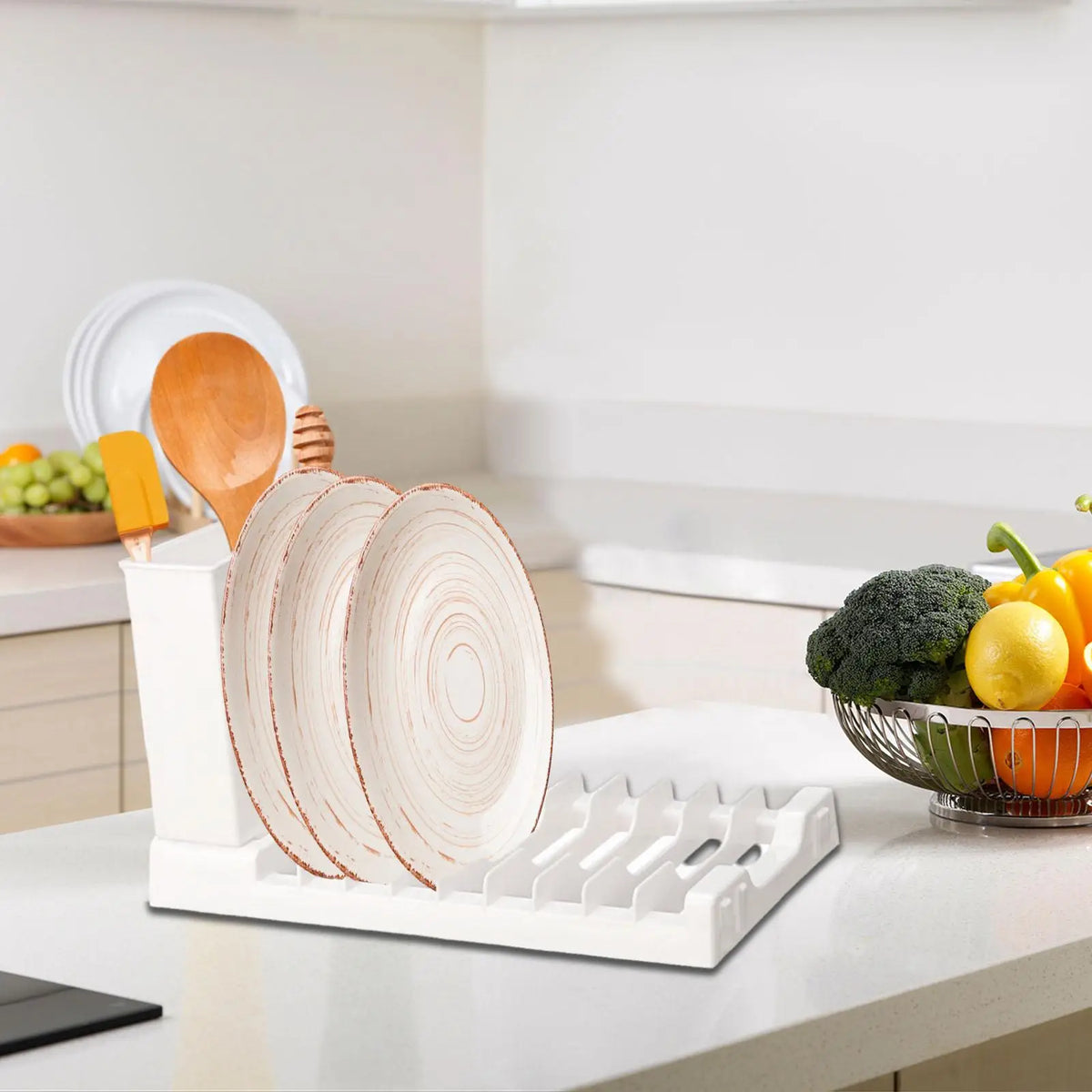range assiettes pliable multifonction moderne ustensils porte couverts évier blanc gris noir decoration cuisine