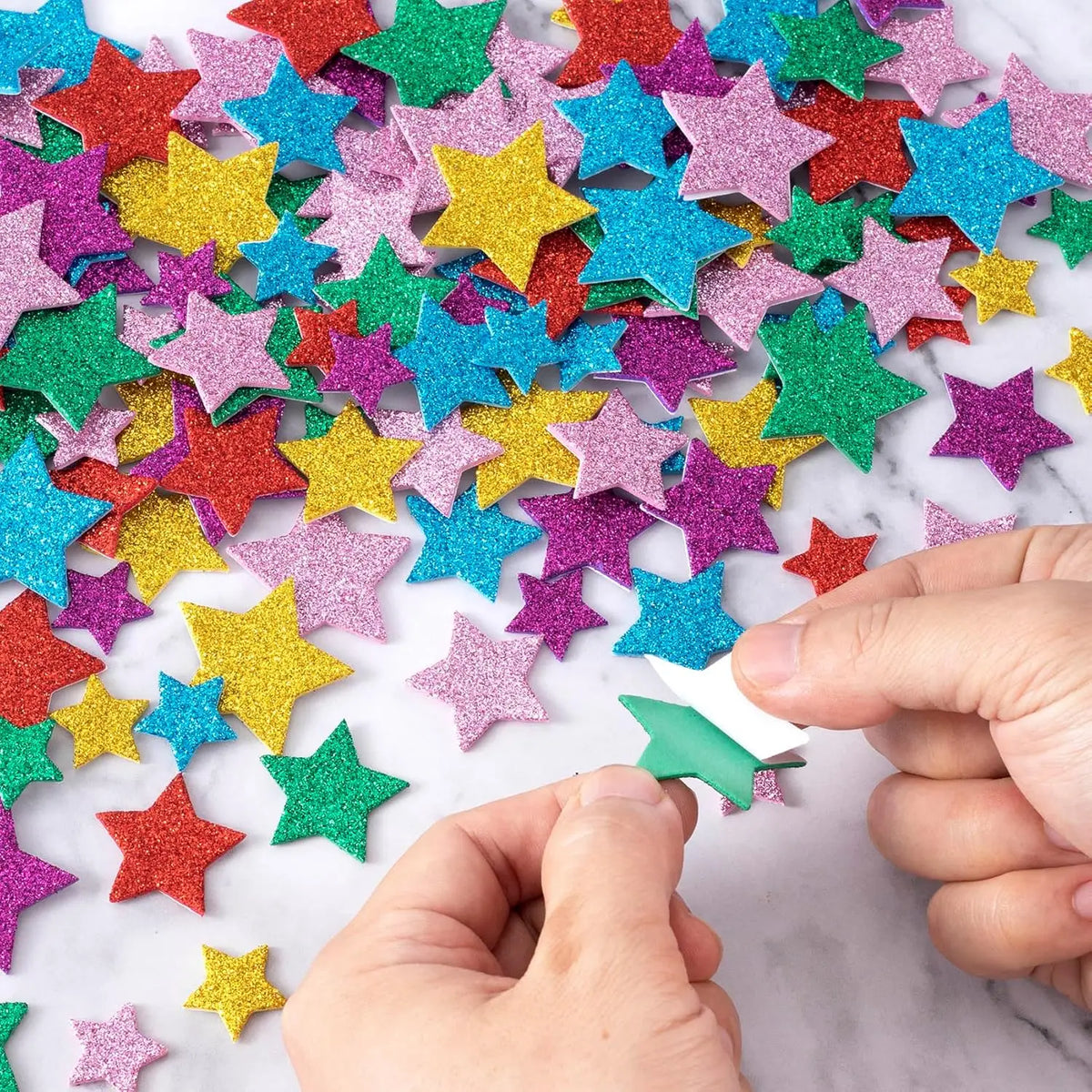 autocollants mousse pailletée étoiles multicolores adhésifs artisanaux jouets enfants artisans fournitures