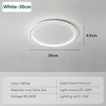 Plafonnier LED moderne blanc rond lisse 50cm 80cm chambre salon