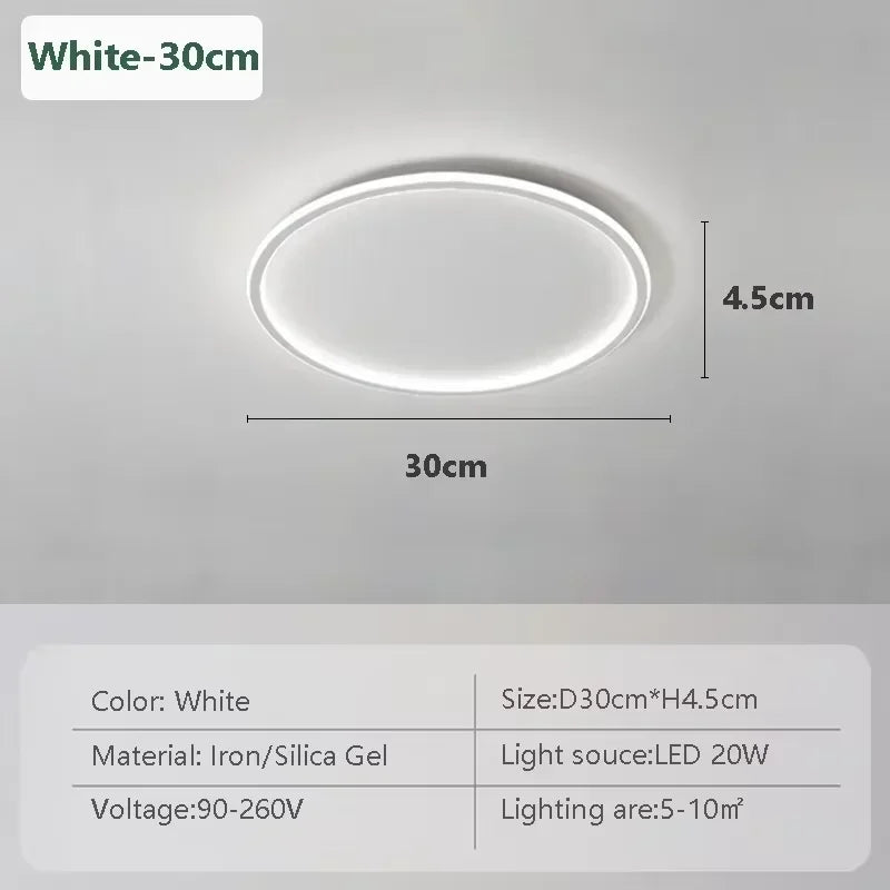 Plafonnier LED moderne blanc rond lisse 50cm 80cm chambre salon