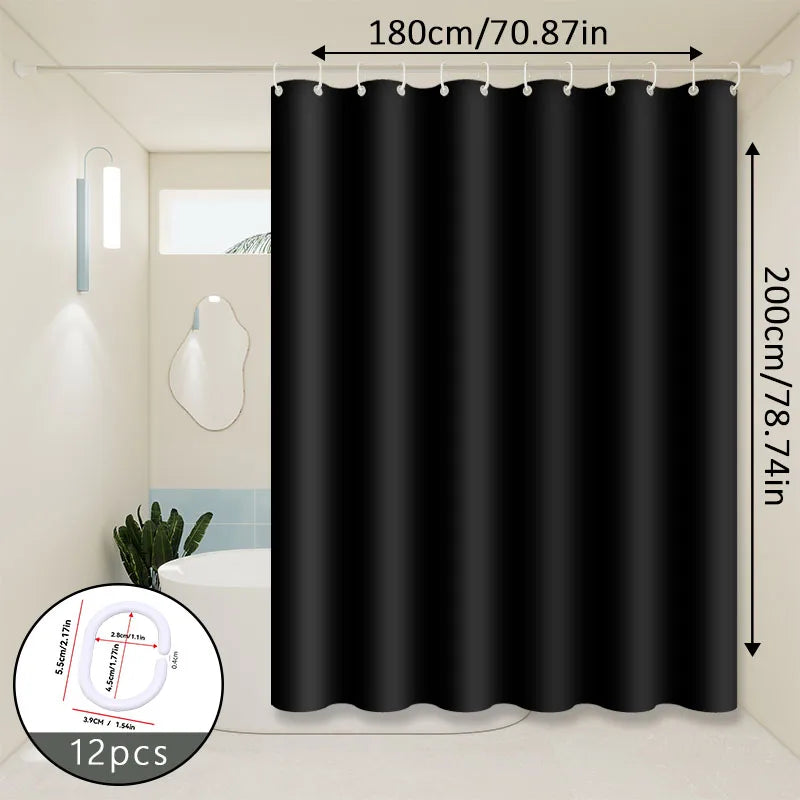 rideau douche noir uni moderne respectueux l'environnement 120cm 180cm opacité