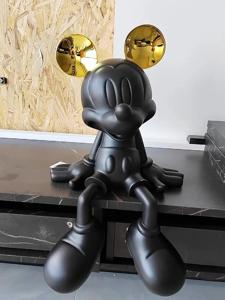 figurine mickey mouse résine noire blanche moderne figurine deco salon hall entrée meuble tv