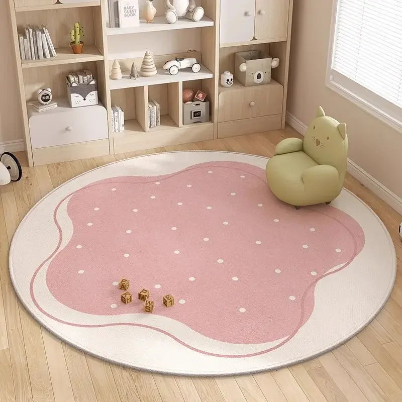 tapis rond nuage enfant moderne rose clair antidérapant 80x80cm 120x120cm salon chambre
