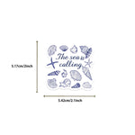sticker thème marin coquillage corail hippocampe crabe bleu blanc gris vert adhésif illustré pack