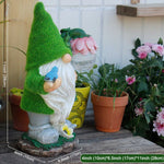 statue gnome solaire decoration jardin lumiere nocturne fleur oiseau transparence féerique rustic