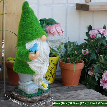 statue gnome solaire decoration jardin lumiere nocturne fleur oiseau transparence féerique rustic