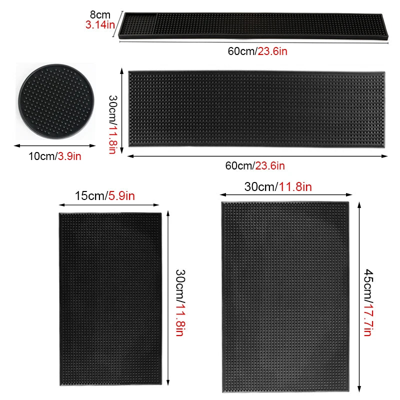 tapis bar antidérapant caoutchouc perforé moderne noir respectueux environnement 30cm 45cm 60cm