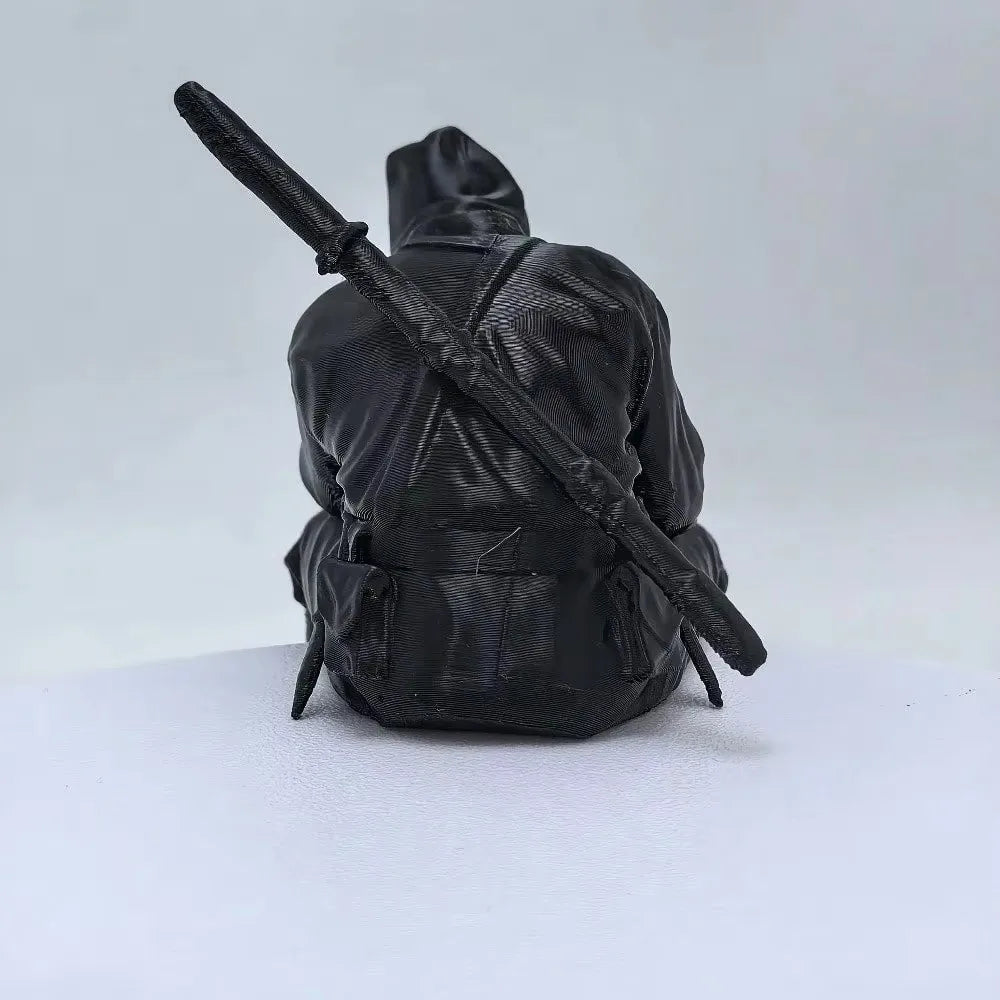 statue noire réaliste ninja japonais décoration intérieure ornement texturé humain asiatique