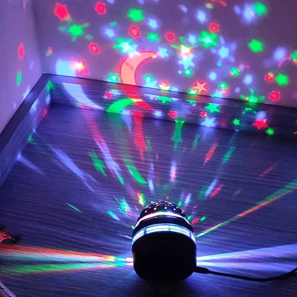 projecteur lune étoiles ambiances changeantes usb led transparent motifs cristallins deco chambre enfants