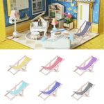 chaise longue miniature pliante rayures horizontales moderne bois rouge blanc bleu blanc jaune blanc
