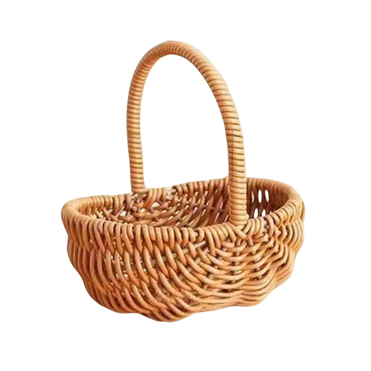 panier tressé marron clair rustique poignée décoration maison fruits légumes fleurs