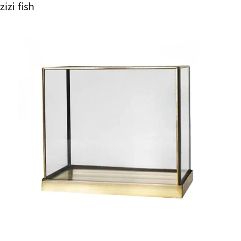 présentoirs vitrine verre transparent cadre métal boîtes rangement décoratives vintage industriel figurines bijoux plantes