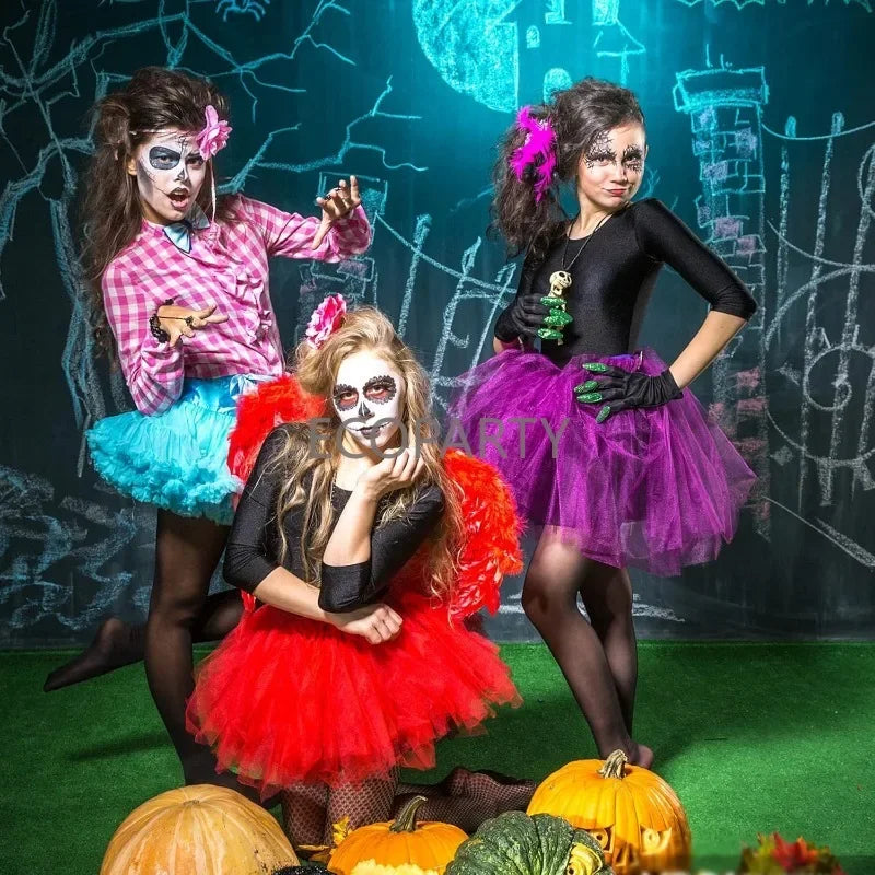 jupes tutu tulle transparent multicolore élastique danse halloween costume accessoire bal mini above knee