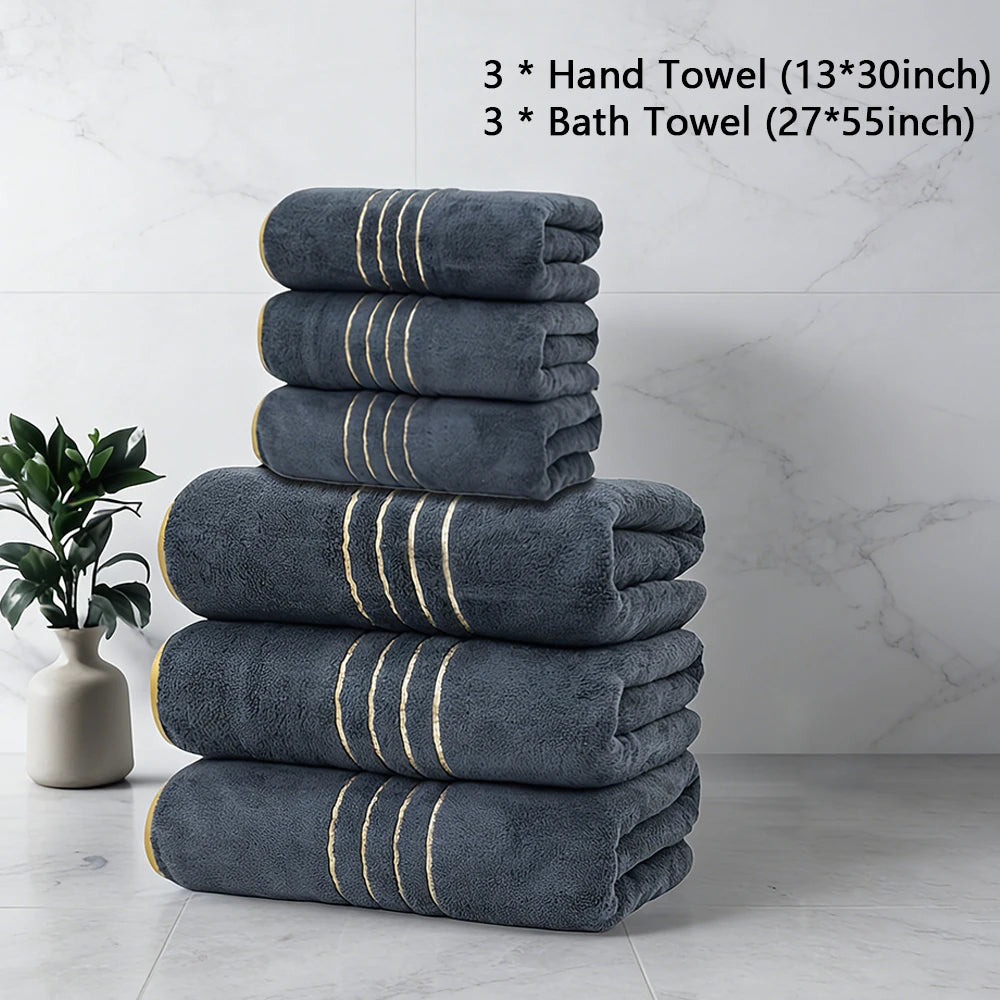serviettes bain blanches grises bleu marine rayures dorées absorbantes maison bain moderne 70x140cm
