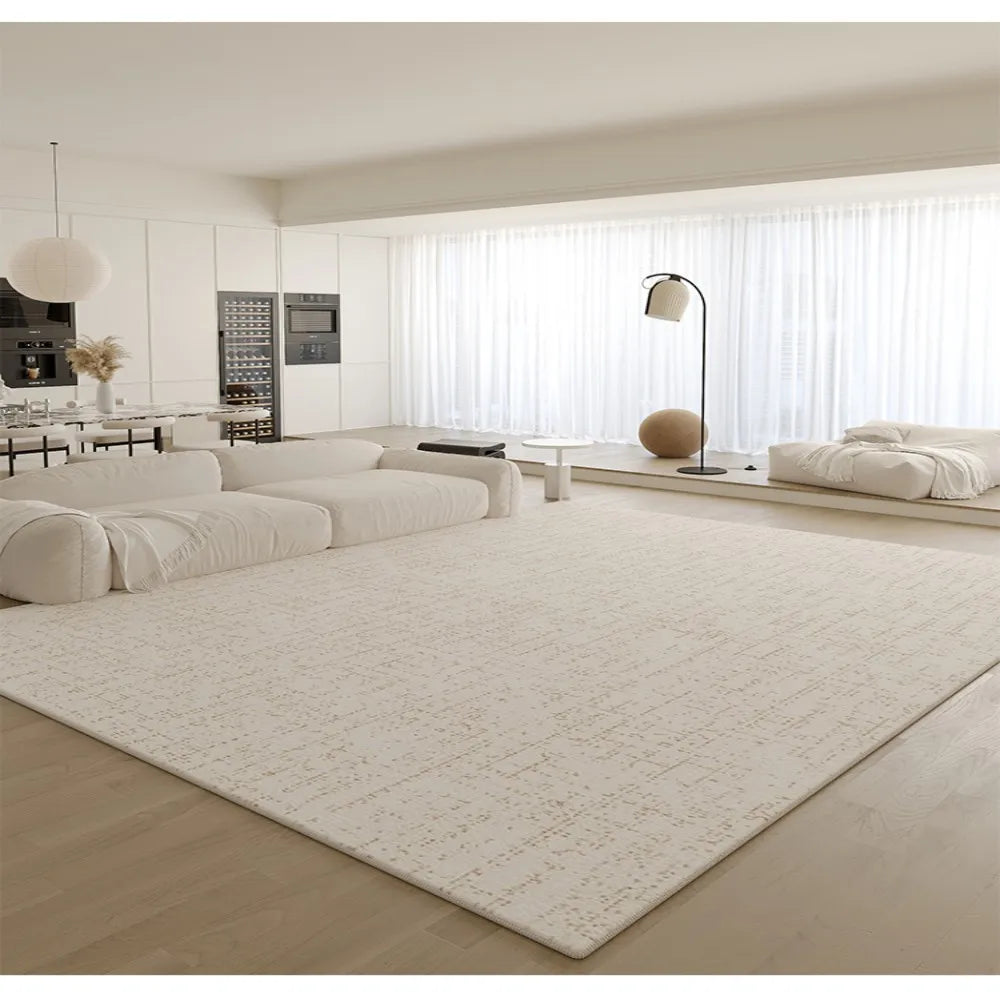 tapis moderne beige clair salon doux antidérapant non slip décoration maison chambre qualité polyester