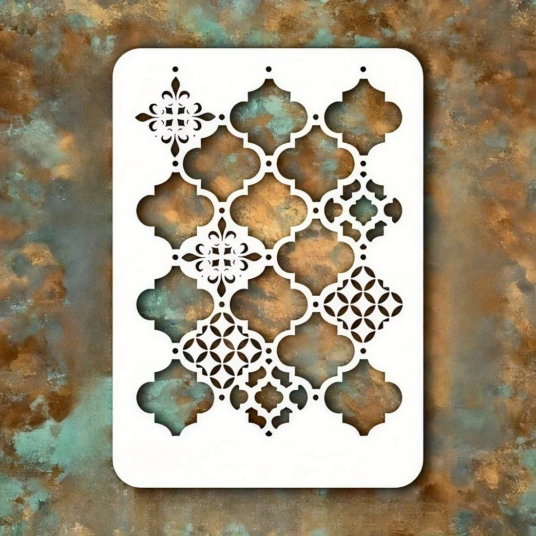 pochoirs stencil géométrique floral quadrilatéral blanc artisanal décoration peinture murale scrapbooking coloriage