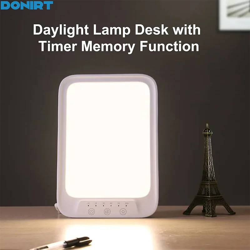 lampe led lumière jour 20000 lux veilleuse rectangulaire blanc moderne minuterie mémoire couleurs niveaux
