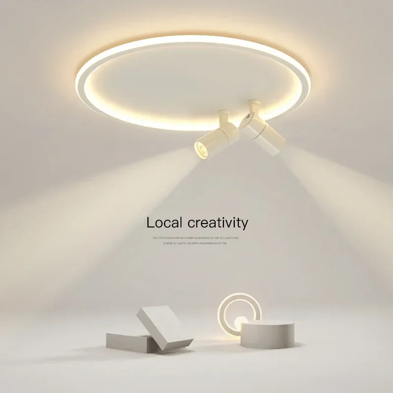 plafonnier led rond moderne blanc noir luminaire salon salle manger maison minimaliste