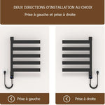 radiateur électrique mural noir fixations murales interrupteur numérique réglage température sèche serviettes moderne