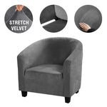 Housse fauteuil velours gris foncé étirable moderne élastiques canapé intérieur extérieur