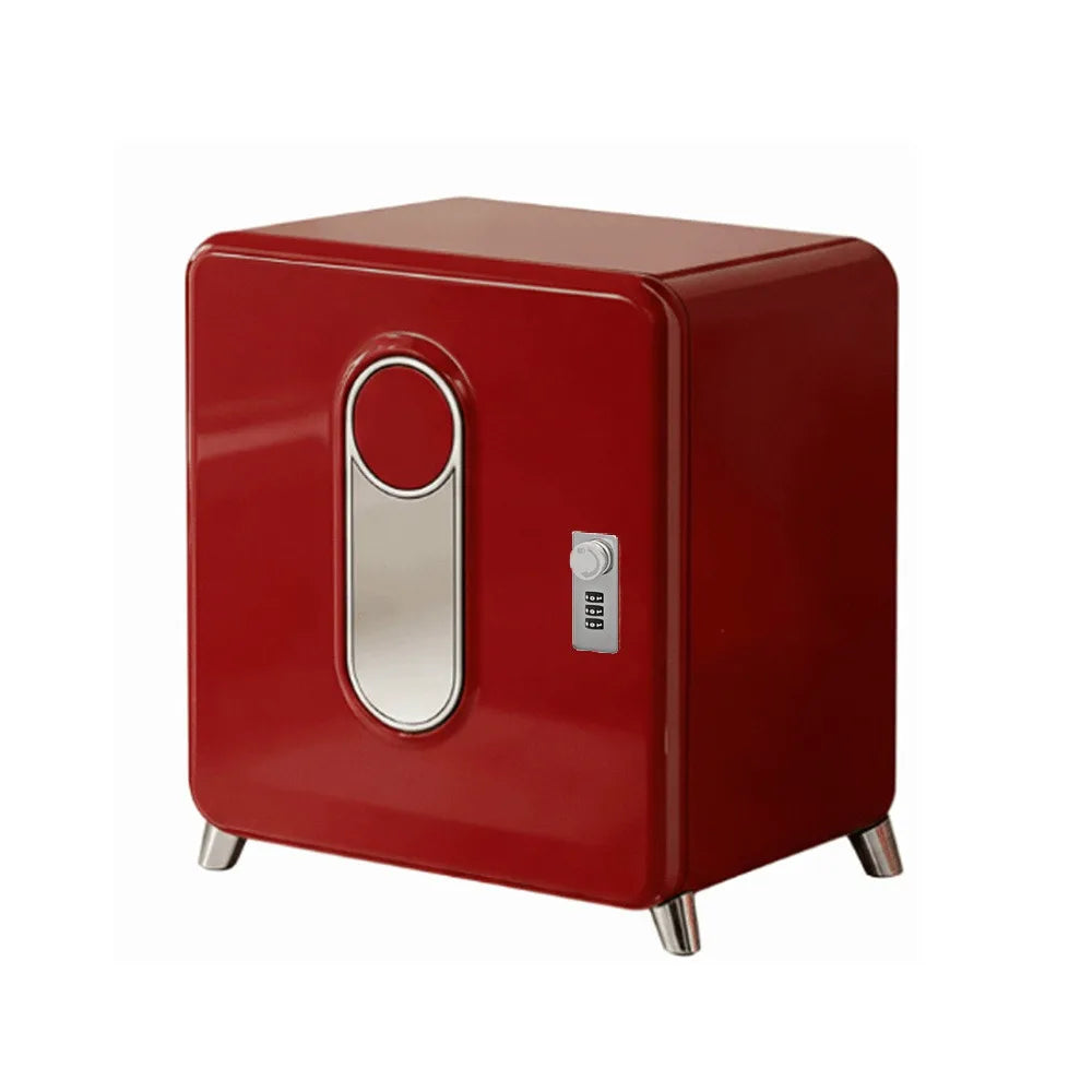 coffre fort rétro vintage mini rangement serrure combinatoire noir rouge beige