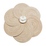 placemat rond rayures concentriques beige clair moderne respectueux environnement tissu polyester coton set table