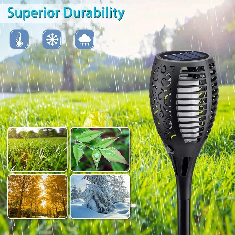 lumière solaire led flamme noire extérieure moderne jardin patio piscine
