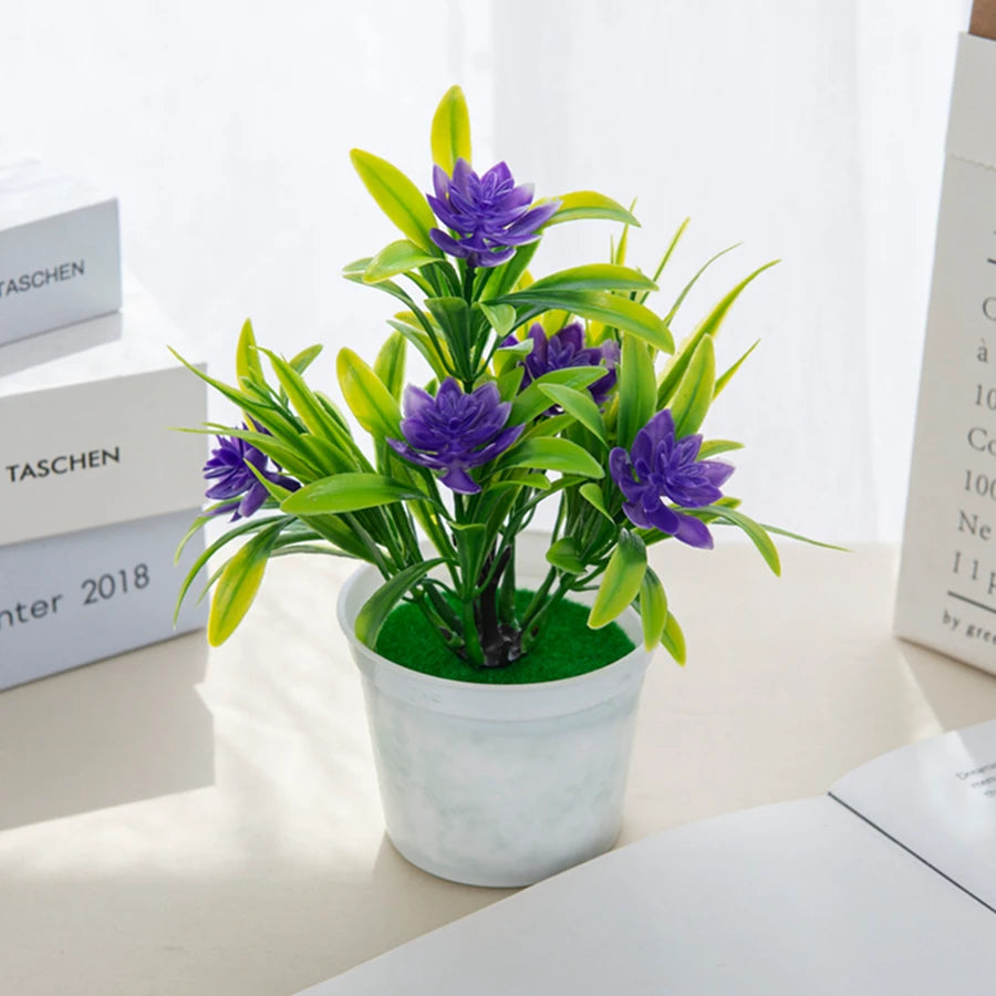 Décoration intérieure moderne pot fleuri artificiel couleurs vives maison salon chambre
