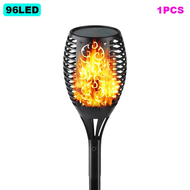 torche solaire imperméable led flamme animée moderne extérieur jardin décoration motifs floraux ip65 abs