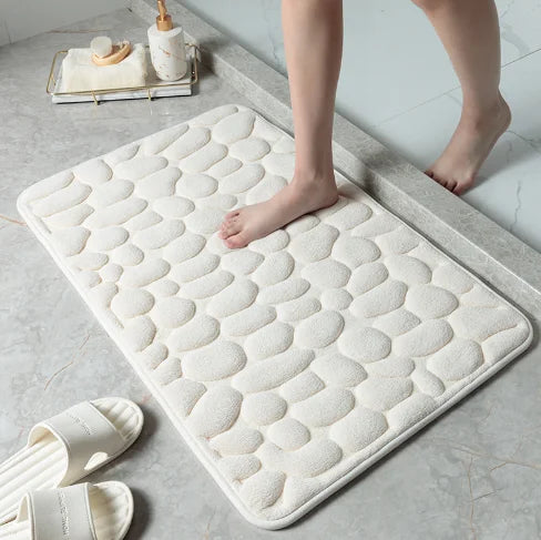 tapis bain antidérapant imitation galets gris marron beige moderne zen