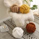 coussin décoratif rond velours effet nœud canapé salon moderne maison texte