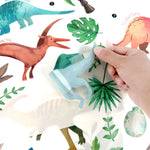 Stickers muraux animaux dinosaures feuilles palmiers motifs géométriques adhésifs decoration chambre enfants salon bébé