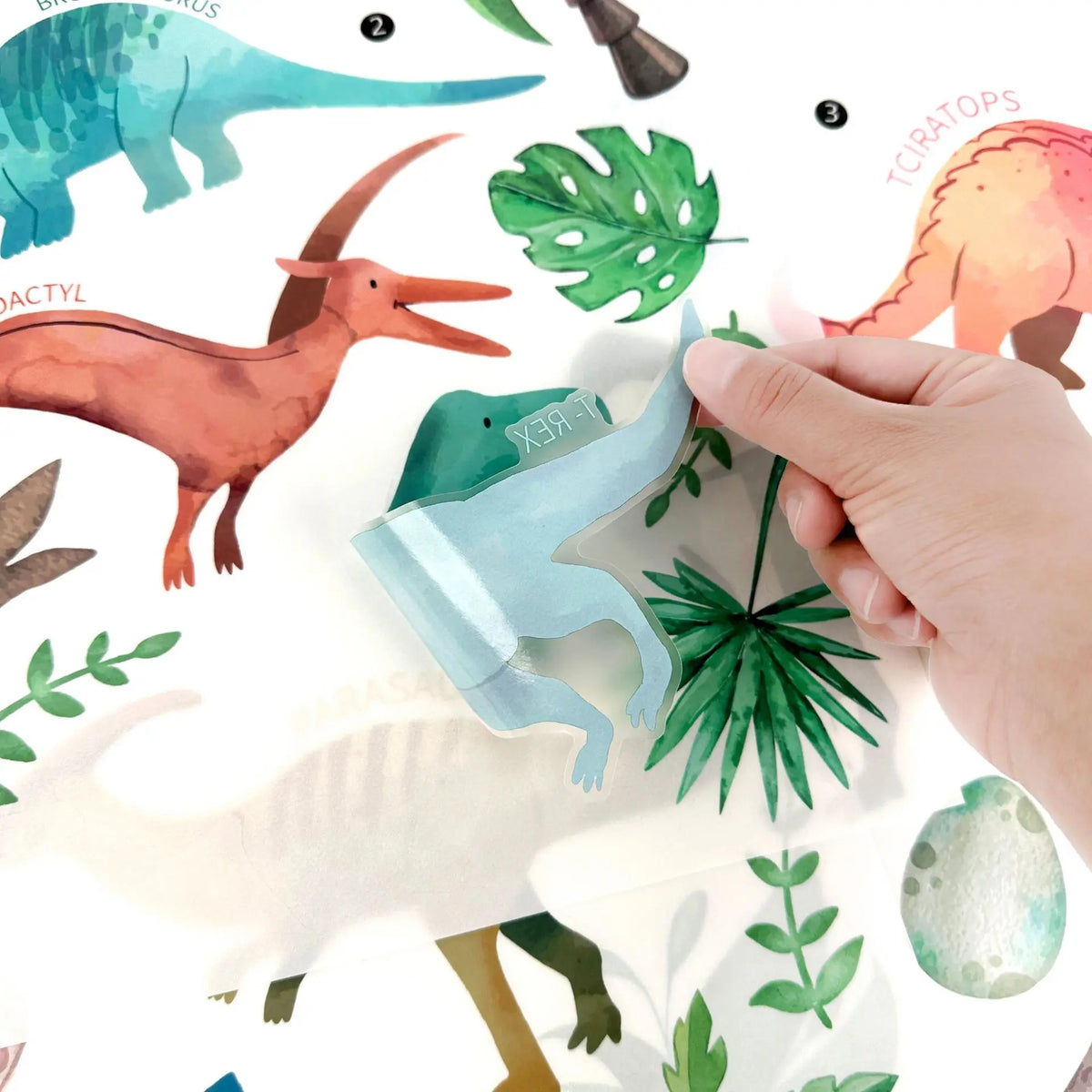 Stickers muraux animaux dinosaures feuilles palmiers motifs géométriques adhésifs decoration chambre enfants salon bébé