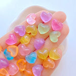 decoratives resine forme coeur etoile fleur couleurs vert jaune rose blanc bleu violet 11mm