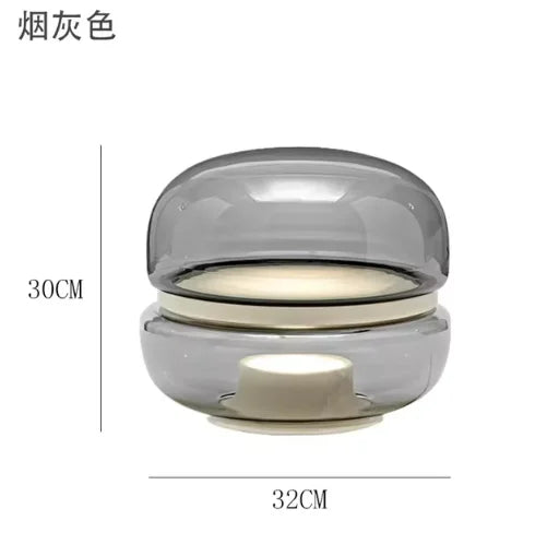 lampe poser verre marbre gris fumé éclairage led moderne minimaliste interrupteur bouton vitrail opacité