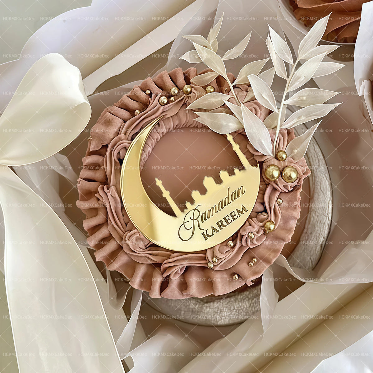 décoration fête médaille or lune minarets ramadan eid mubarak festif élégant acrylique
