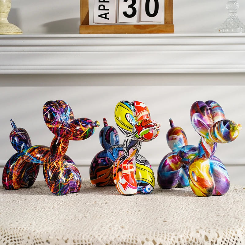 figurine animale résine moderne multicolore graffiti décoration intérieure salon chambre opaque