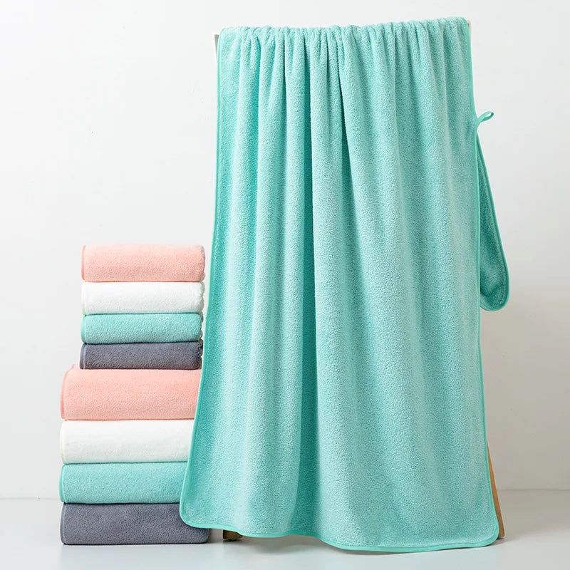 serviettes bain polyester gris rose modernes absorbantes maison salle sport set deux tailles différentes