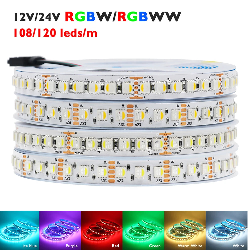 ruban led rgbww rgbw 5m 12v 24v 108led 60led adhésif moderne