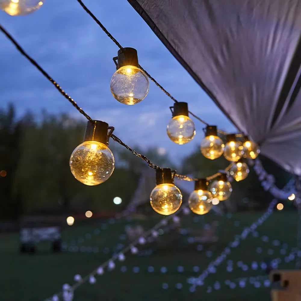 guirlande led solaire suspendue jaune ampoules transparentes panneau solaire autoinstallation festiveextérieurjardinterrasse